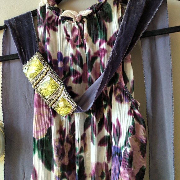 ELIE TAHARI floral top 100% silk - Xsmall petite - Picture 8 of 11